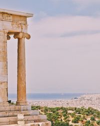 View of historical building against sea