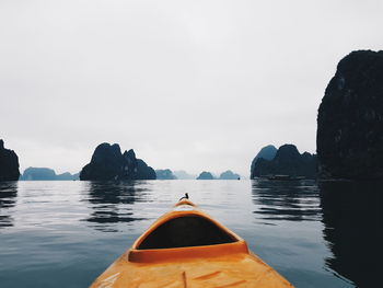 Panoramic view of sea against clear sky