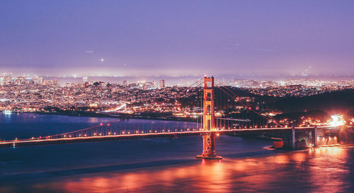 Illuminated city at waterfront