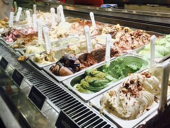High angle view of ice cream in tray