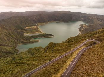 Aerial view of the hairpin turn in the hill