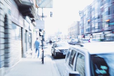 Blurred motion of car on city street