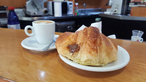 Close-up of breakfast served on table