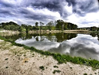 Scenic view of lake against sky