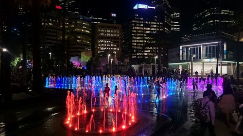 Illuminated city at night