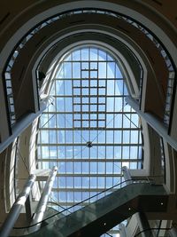 Low angle view of skylight in building