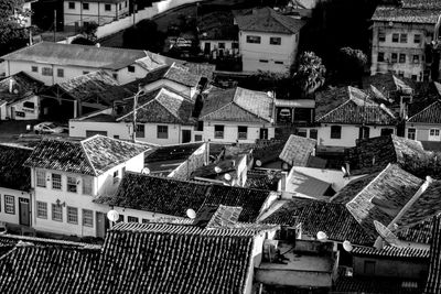 High angle view of buildings in city