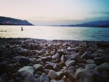 Surface level of pebble beach