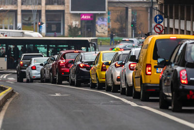 Traffic on road in city