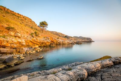 Scenic view of sea against clear sky