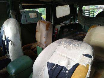 Interior of abandoned bus