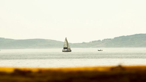 Boat sailing in sea