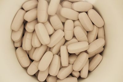 High angle view of eggs in container