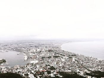 High angle view of cityscape against clear sky