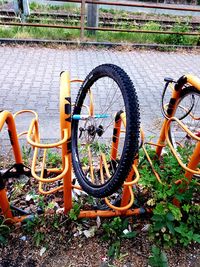 Bicycle parked on footpath