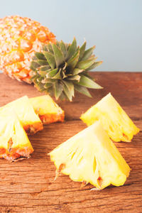 Close-up of chopped fruit on cutting board