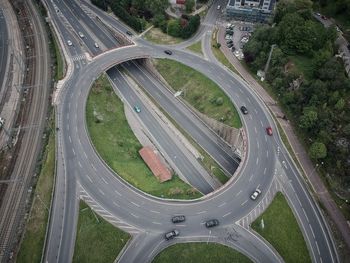 High angle view of highway in city