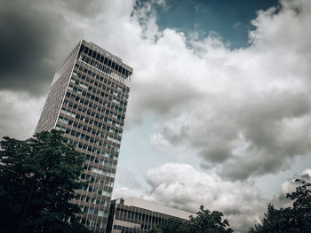 Low angle view of modern buildings against sky