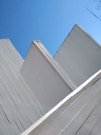 Low angle view of building against clear blue sky