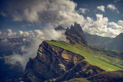 Scenic view of mountain range against sky