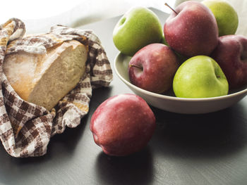 Close-up of apples on table