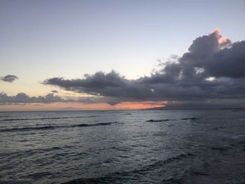 Scenic view of sea at sunset