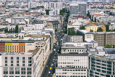 High angle view of cityscape during sunny day