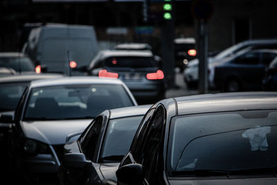 Traffic on road in city at night