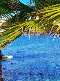Scenic view of sea against blue sky
