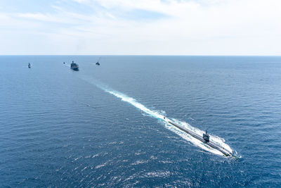 High angle view of sea against sky