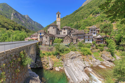 View of buildings by river