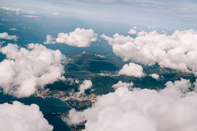 Aerial view of cloudscape over sea