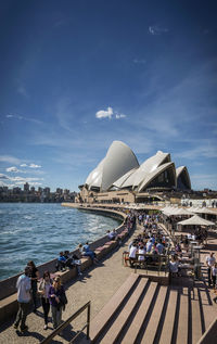 People in city at waterfront