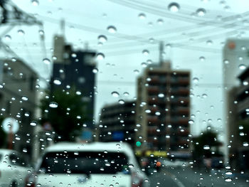 Close-up of water drops on glass