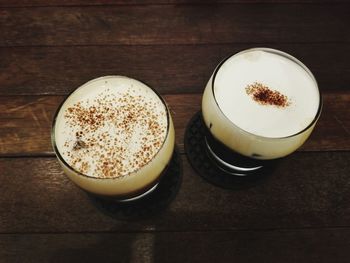 High angle view of coffee on table