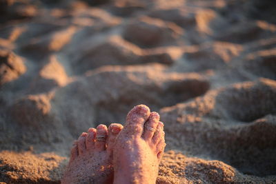 Low section of person on sand