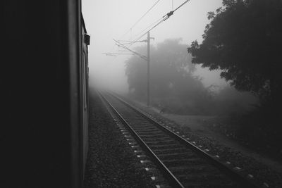 Close-up of train during foggy weather