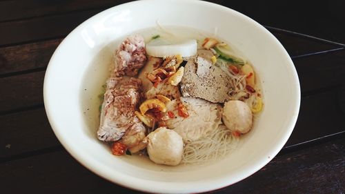 High angle view of meal served in plate