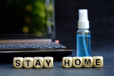 Close-up of text on table