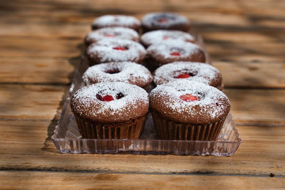 Full frame shot of cupcakes on table