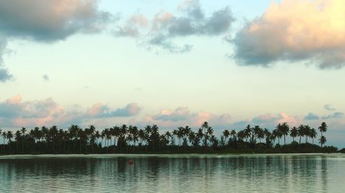 Scenic view of sea against cloudy sky
