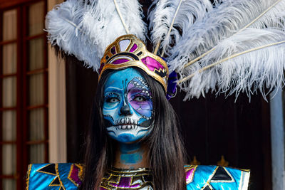 Aztec catrina warrior to commemorate the day of the dead