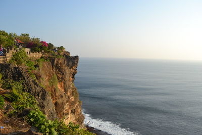 Scenic view of sea against clear sky