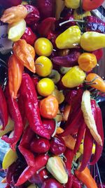 Full frame shot of multi colored bell peppers