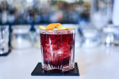 Close-up of drink on counter in bar