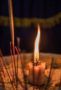 Close-up of lit candle