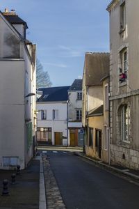 Empty alley amidst buildings in city