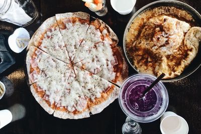High angle view of food on table