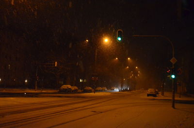 View of city street at night