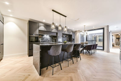 Chairs and tables in restaurant at home